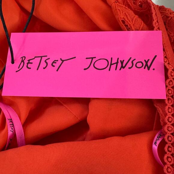 BETSEY JOHNSON EYELET V-NECK SLEEVELESS MINI DRESS IN SPICY ORANGE SIZE LARGE - Picture 13 of 16